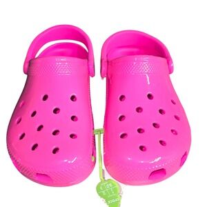 Crocs Kids Classic‎ Clog Hot Pink Slip On Casual Comfort Shoes Size 4